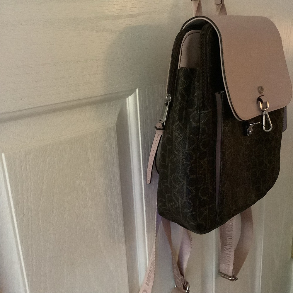 Calvin Klein Brand backpack purse, brown/beige. - Picture 5 of 12